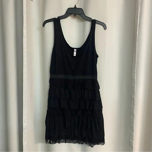 Xhilaration black sleeveless ruffled skirt dress size large - Picture 3 of 7